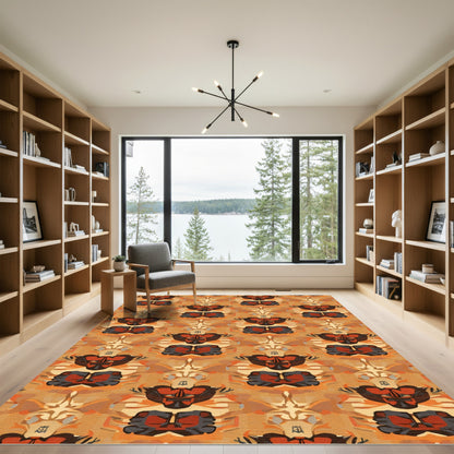 Earthy Orange Red Abstract Relic Rug