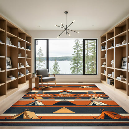 Terracotta Southwestern Teepee Geometric Stripe Rug
