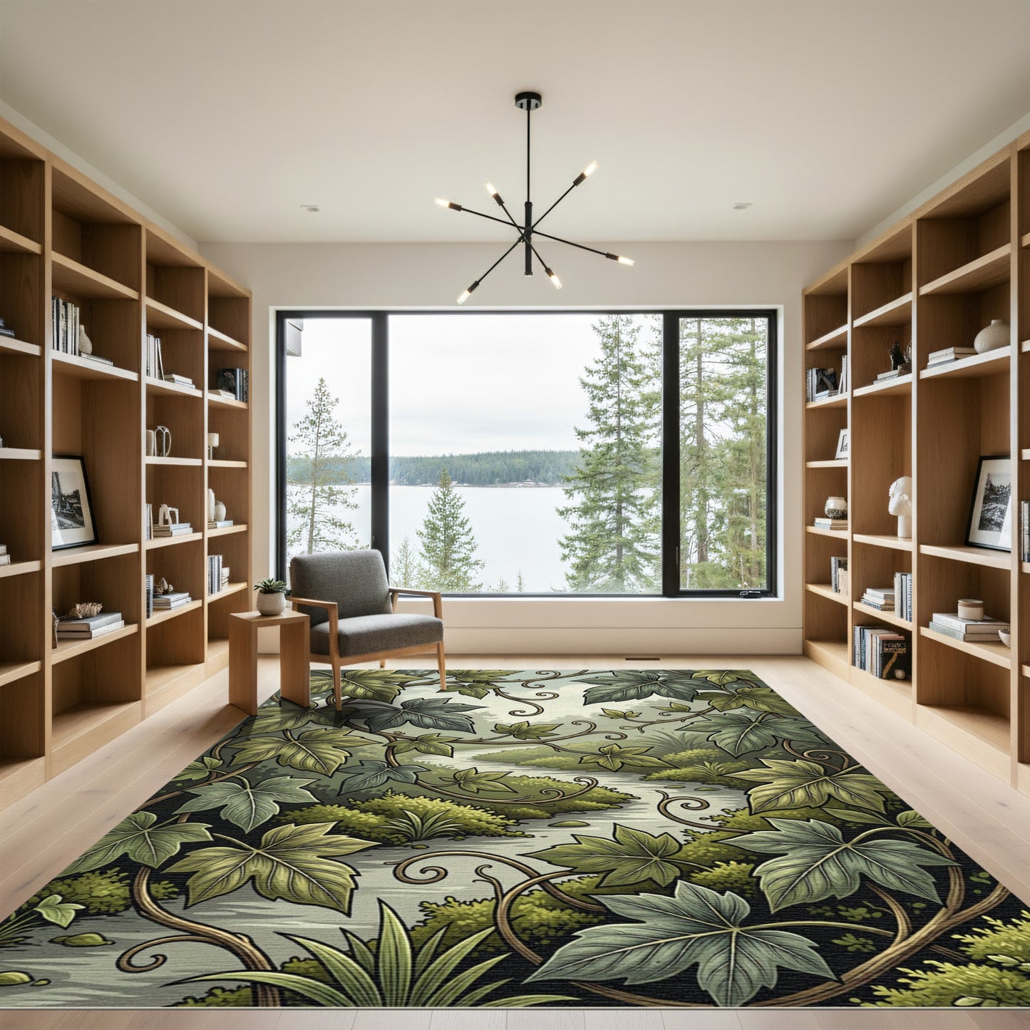 Lush Green Botanical Ivy Vine Rug