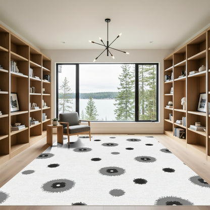 Monochromatic Grunge Floral Scatter Rug
