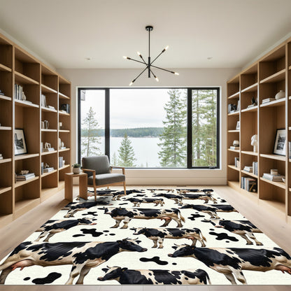 Black and White Farmhouse Cow Rug