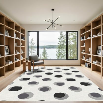 Monochrome Polka Dot Circles Rug