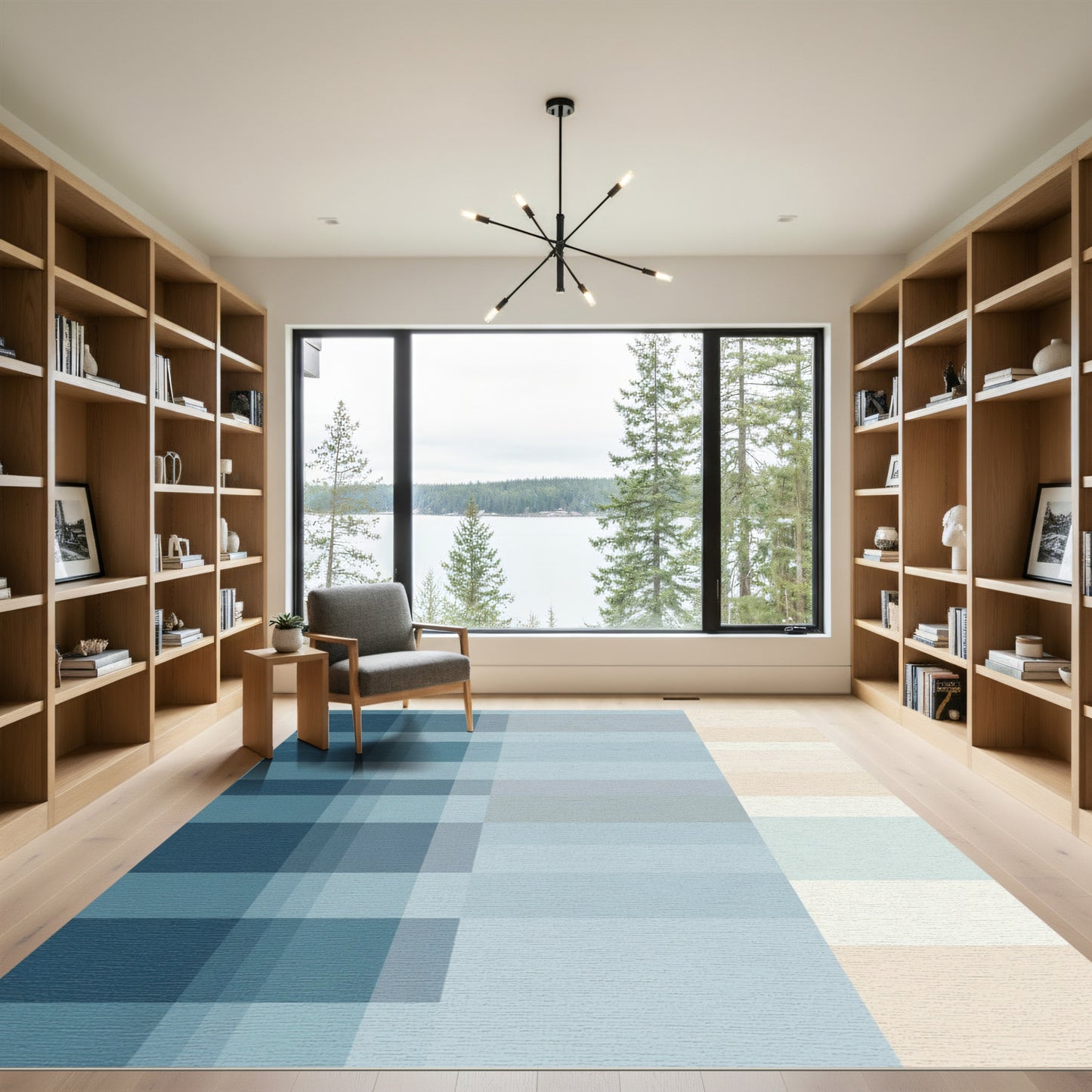 Cool Tones Plaid Blocks Rug
