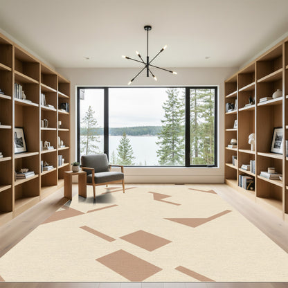 Minimalist Tan Geometric Abstract Rug
