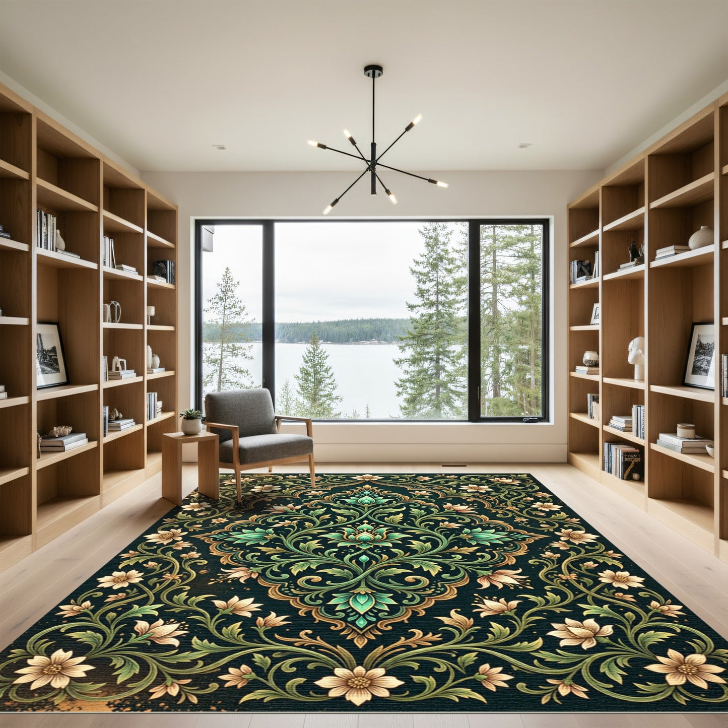 Emerald Verdant Floral Ornate Medallion Rug