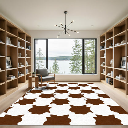 Brown White Irregular Spot Rug