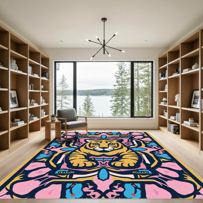 Bold Tiger Floral Mandala Composition Rug