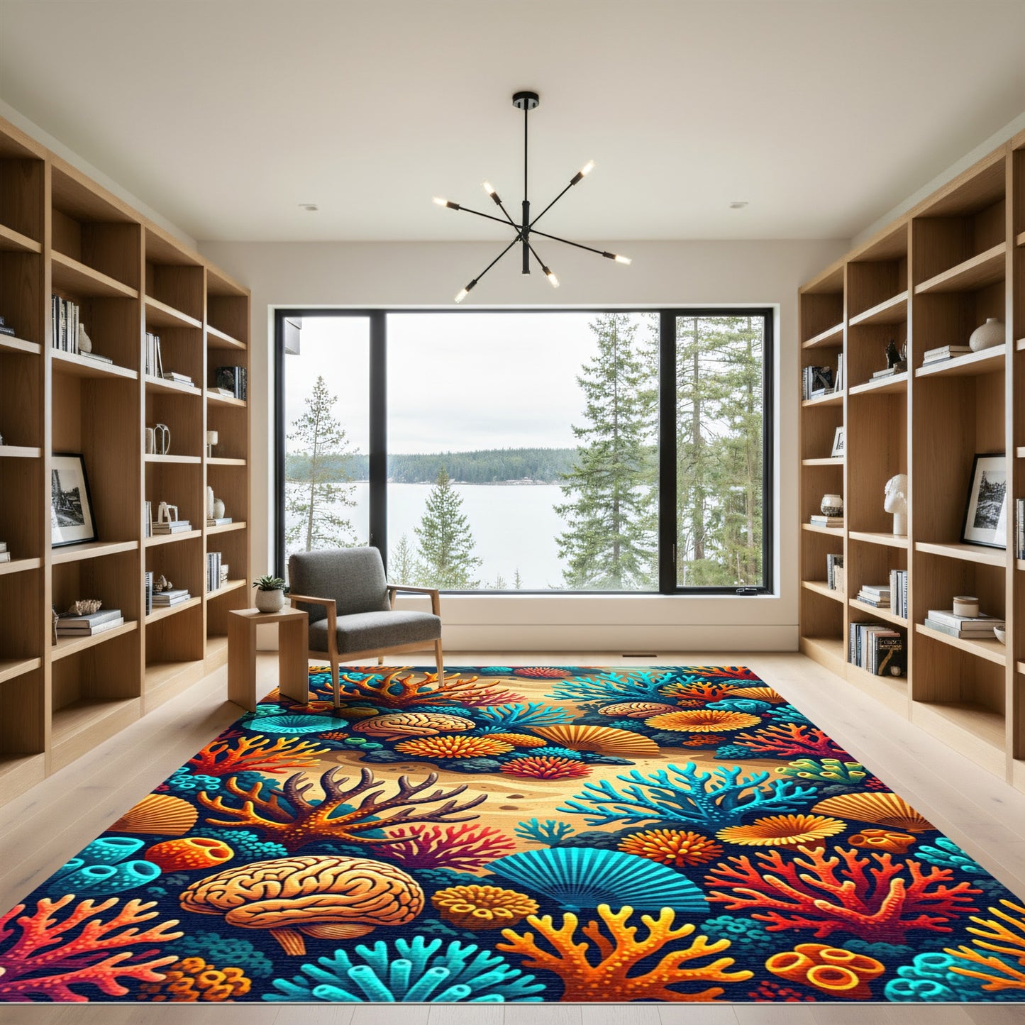 Vibrant Coral Brain Sea Collage Rug