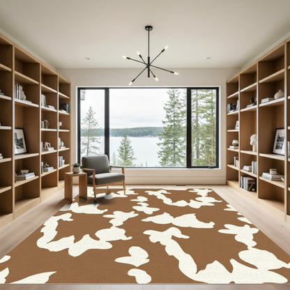 Brown Beige Abstract Blotch Rug