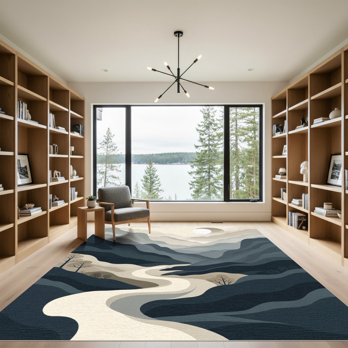Abstract Earthy Tone Mountain River Rug