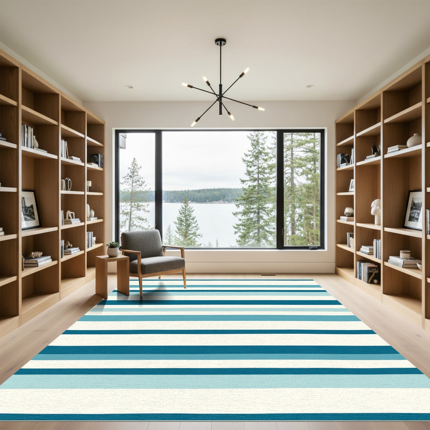 Coastal Blue Wide Striped Harmony Rug