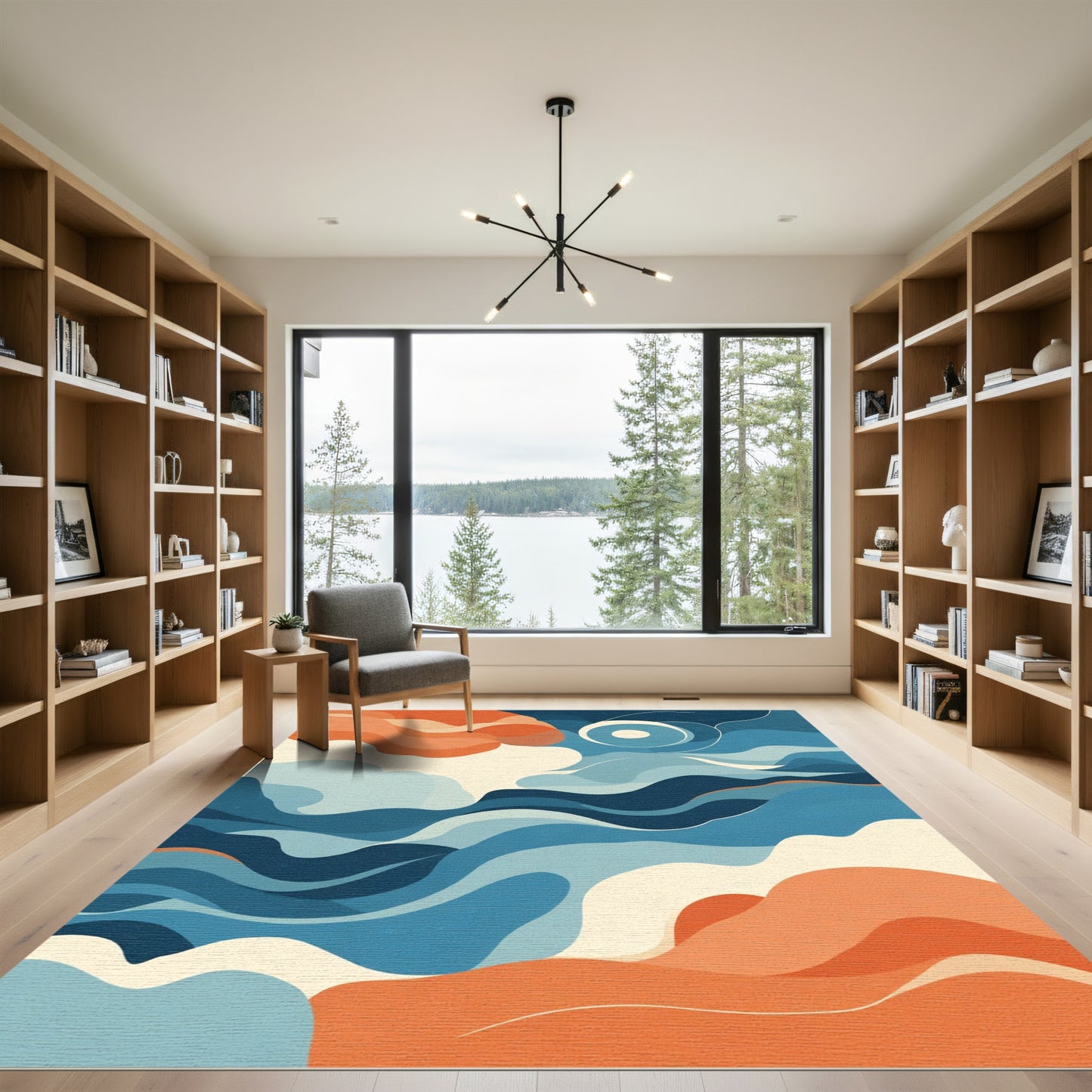 Oceanic Abstract Wave Composition Rug