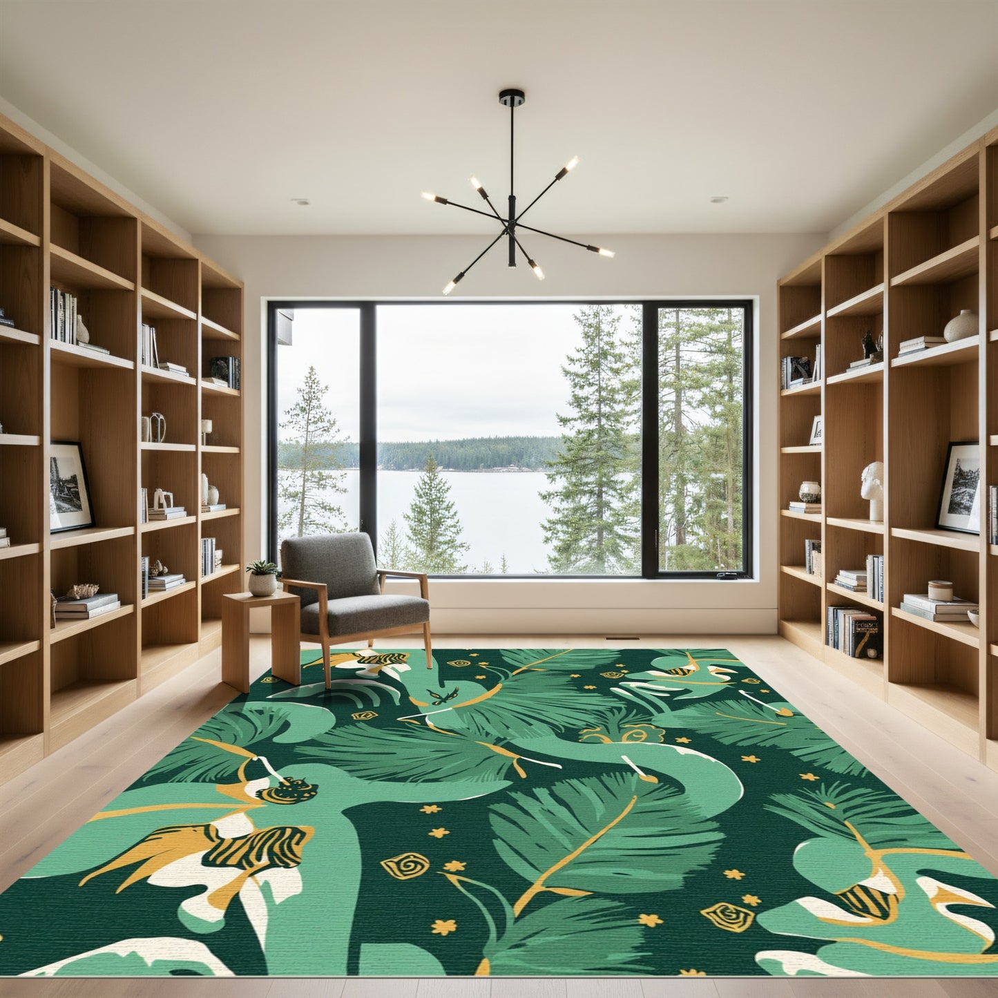 Emerald Tropical Flourish Organic Rug