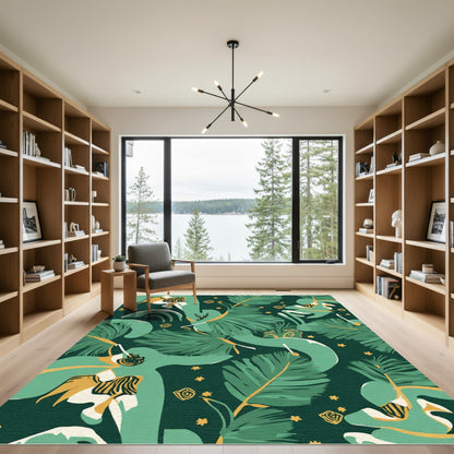 Emerald Tropical Flourish Organic Rug