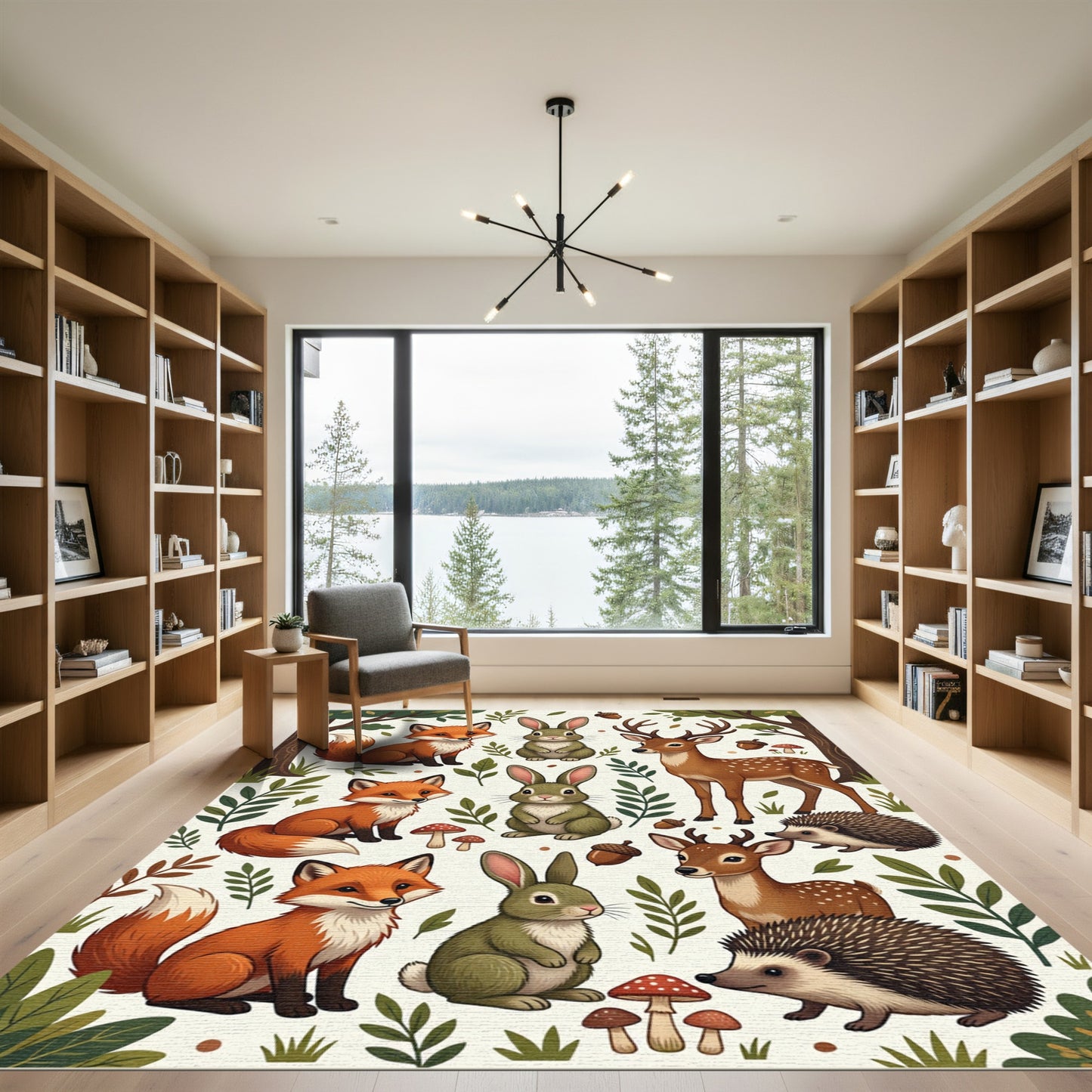 Whimsical Woodland Animals Forest Creatures Art Rug