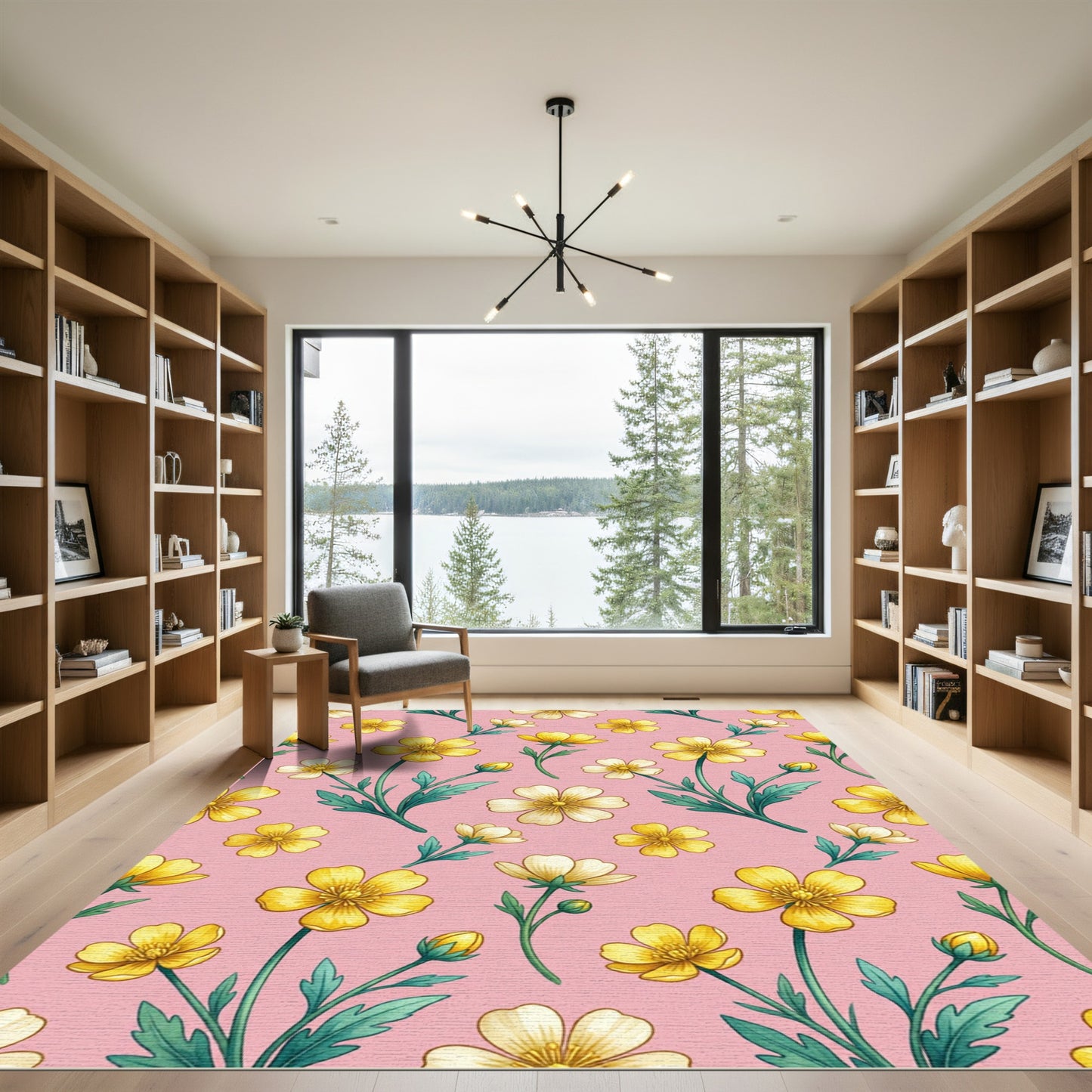 Pink Buttercup Meadow Floral Delight Rug