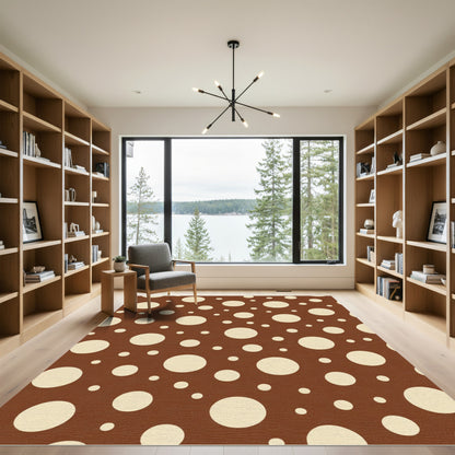 Brown Cream Polka Dot Circles Rug