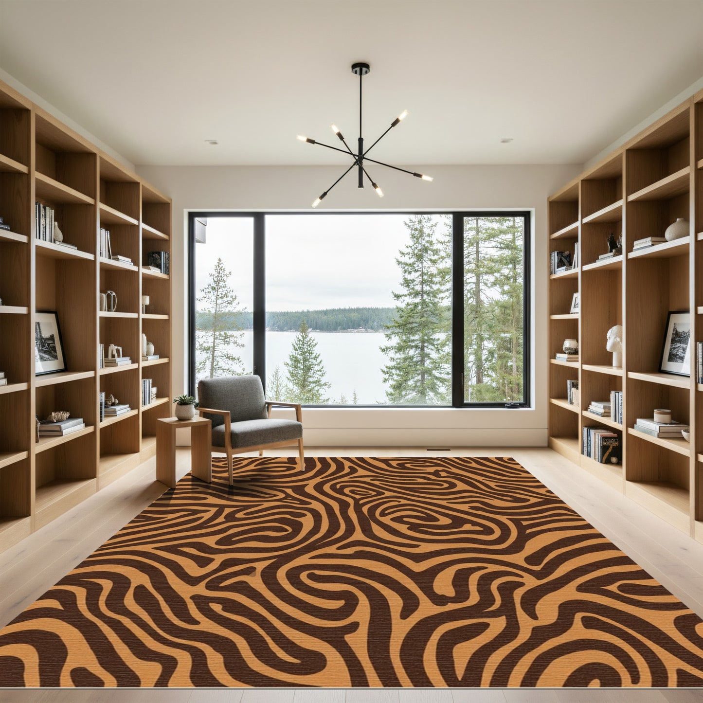 Brown And Tan Abstract Stripes Rug