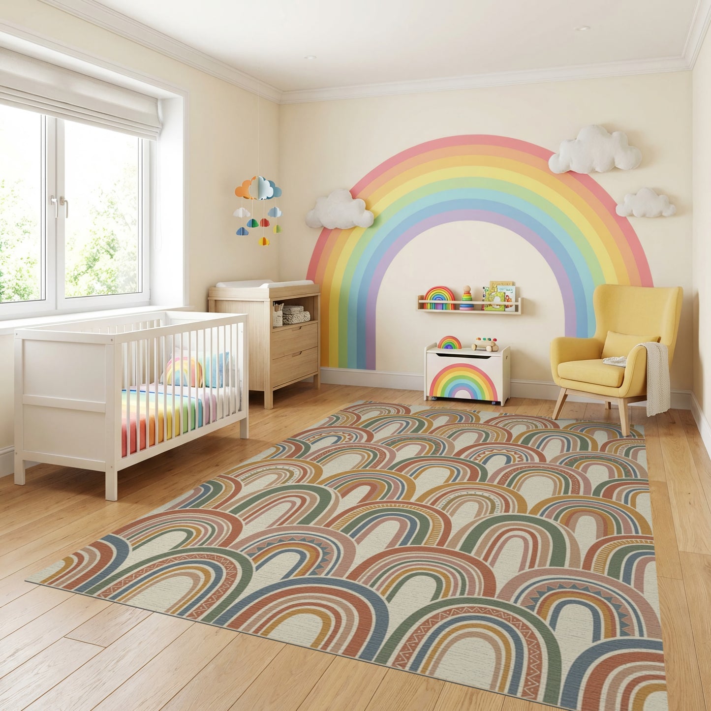 Boho Overlapping Multicolor Arches Rug