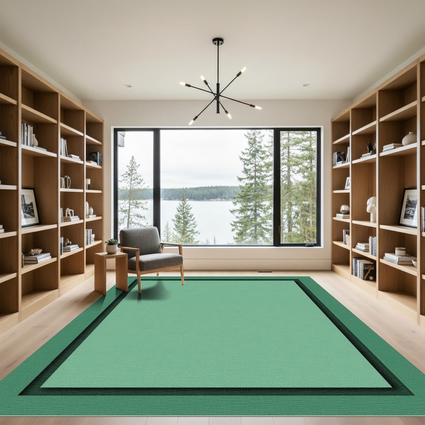 Serene teal layered border backdrop Rug