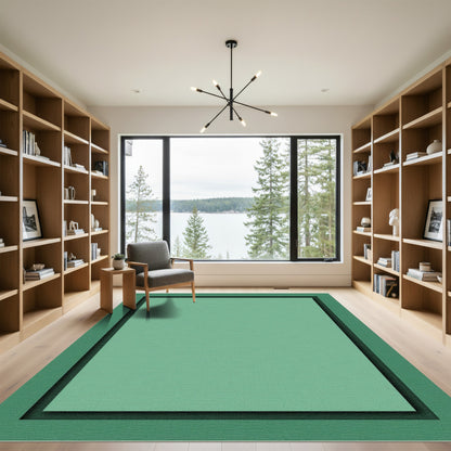 Serene teal layered border backdrop Rug