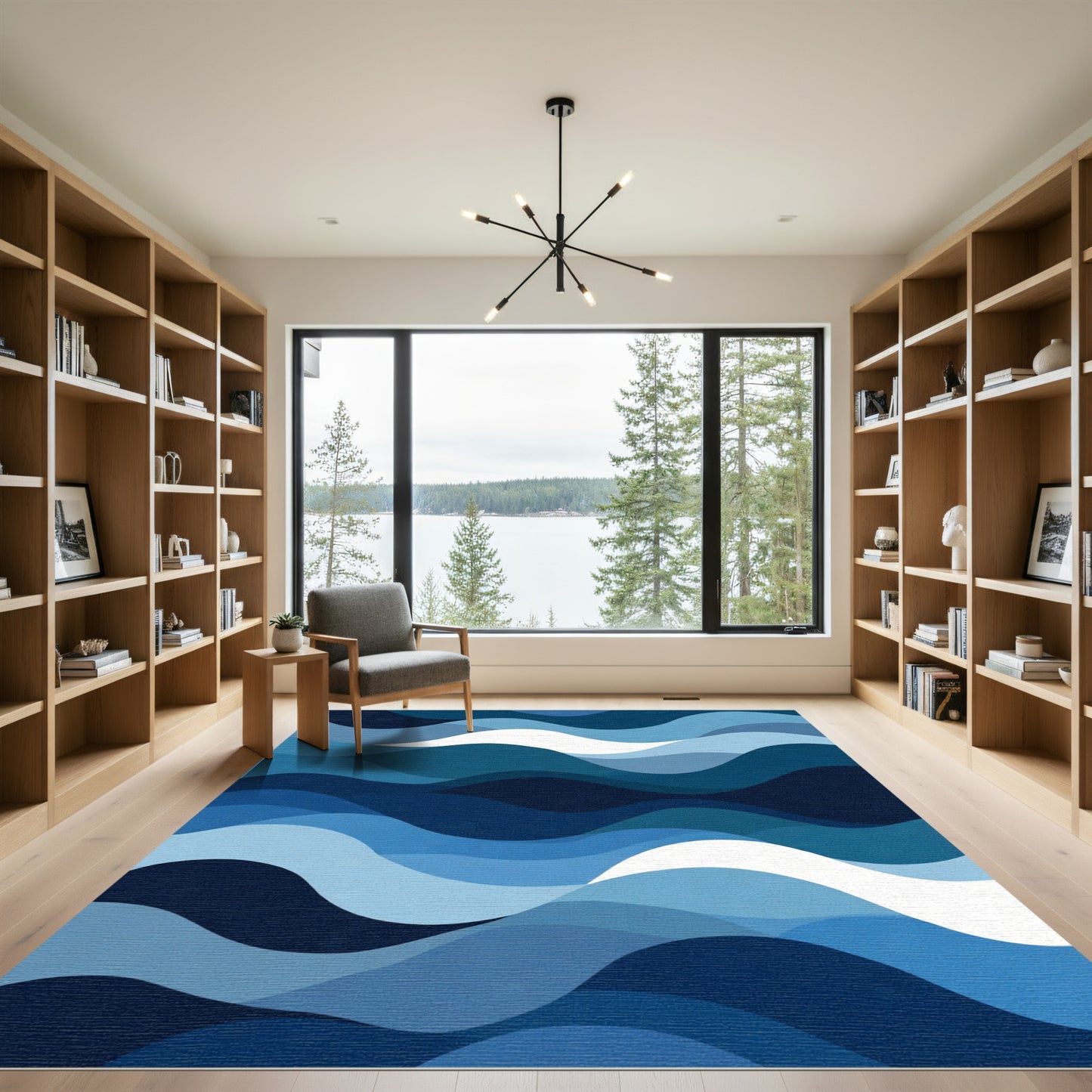 Deep Blue Ocean Wave Landscape Rug