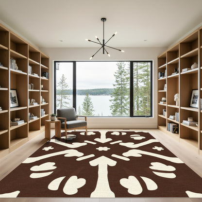 Brown Cream Bone Medallion Rug