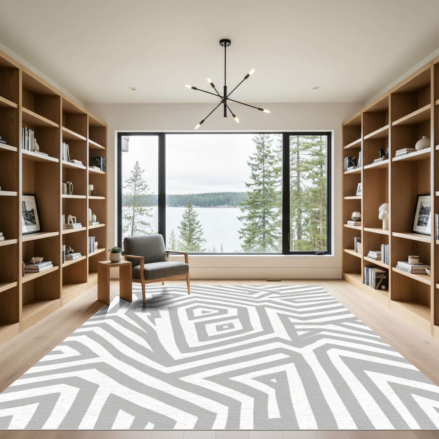 Modern Geometric Maze Rug