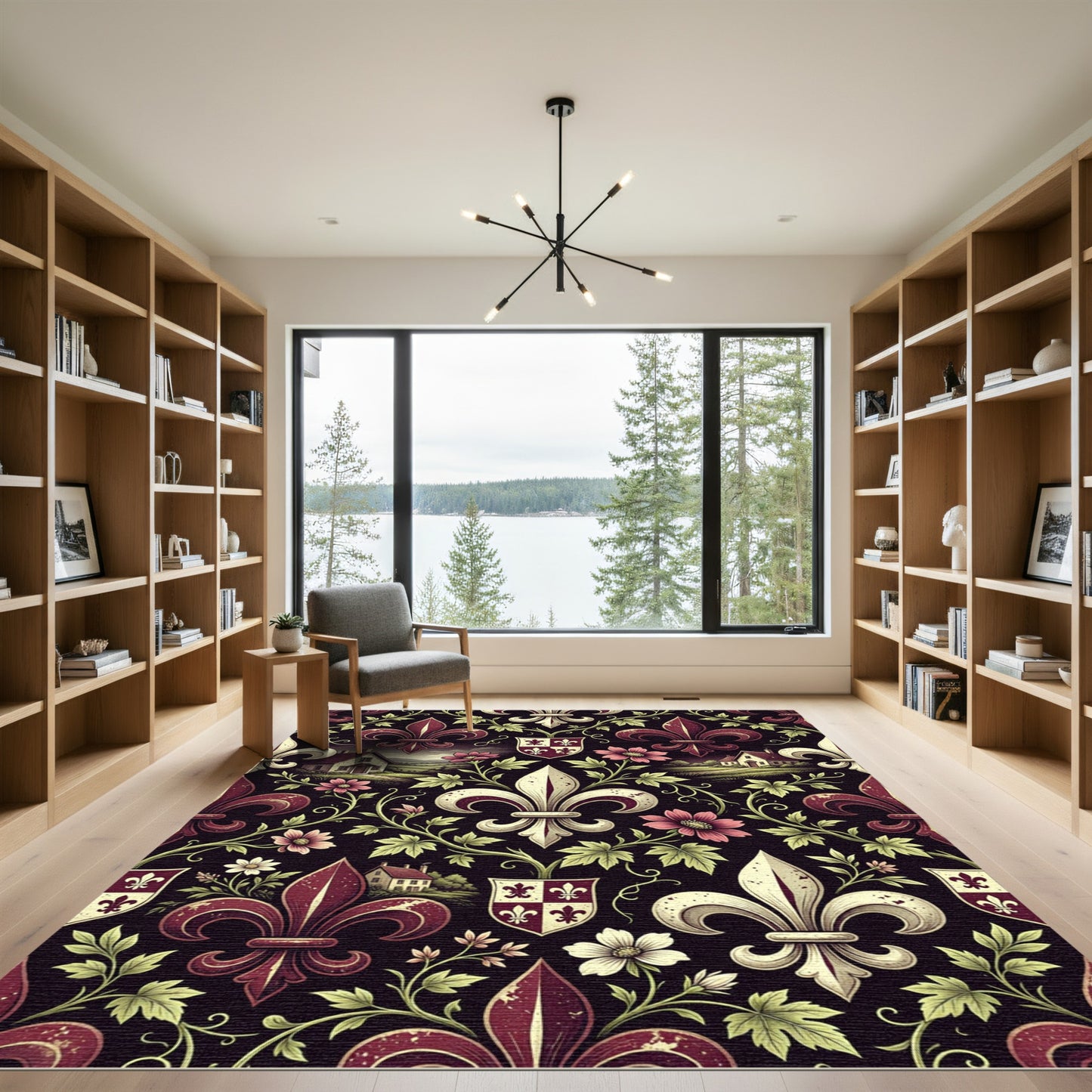 Regal Fleur-de-lis Village Floral Rug