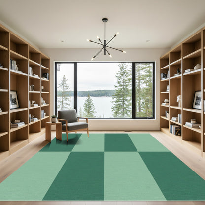 Two Tone Green Checkered Rug