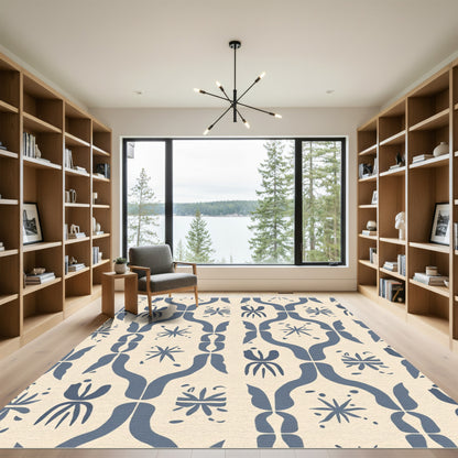 Indigo Floral Archway Statement Rug