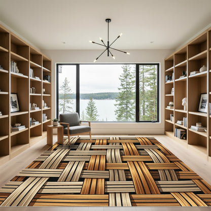 Natural Wicker Weave Earth Tone Textured Rug