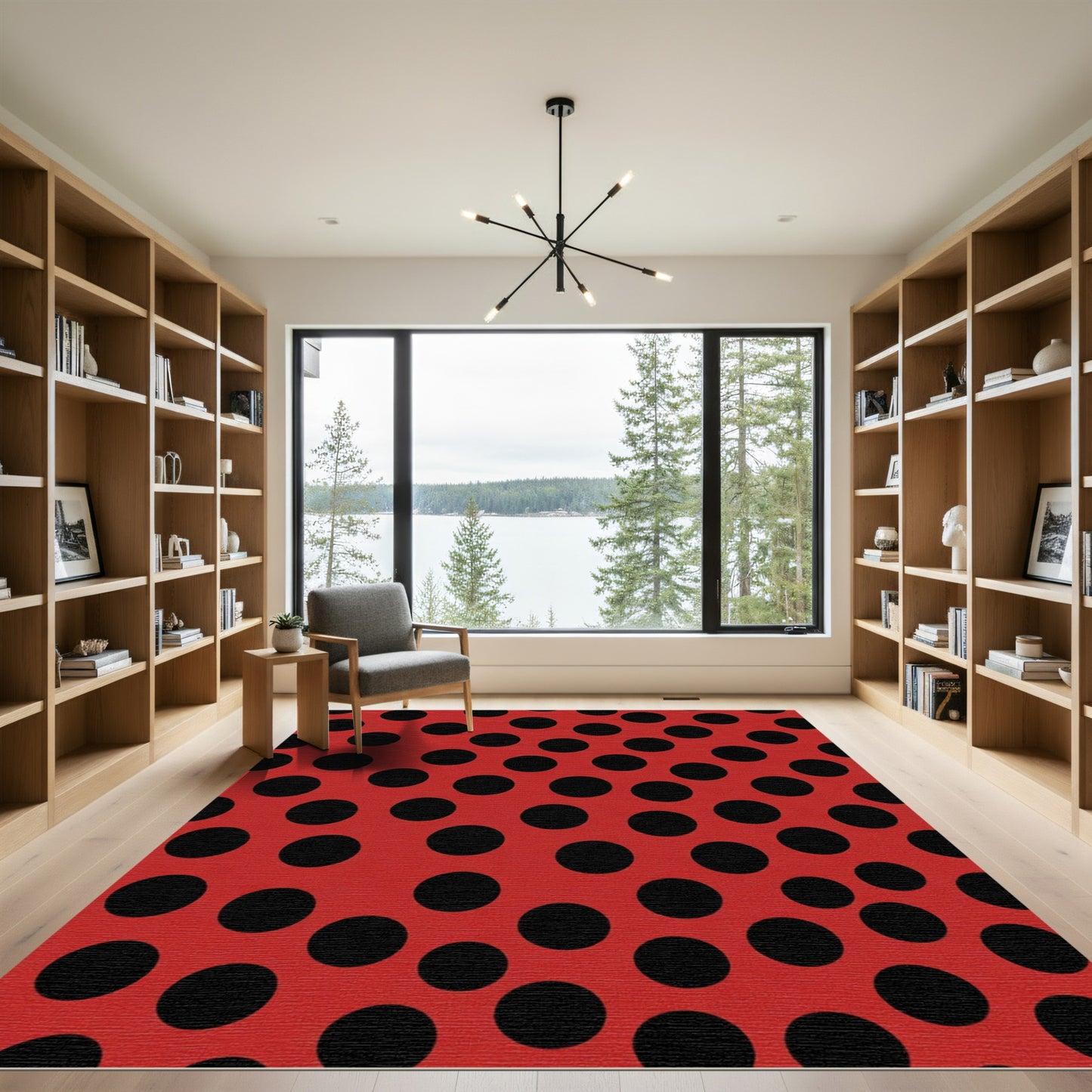 Classic Red Black Polka Dot Rug