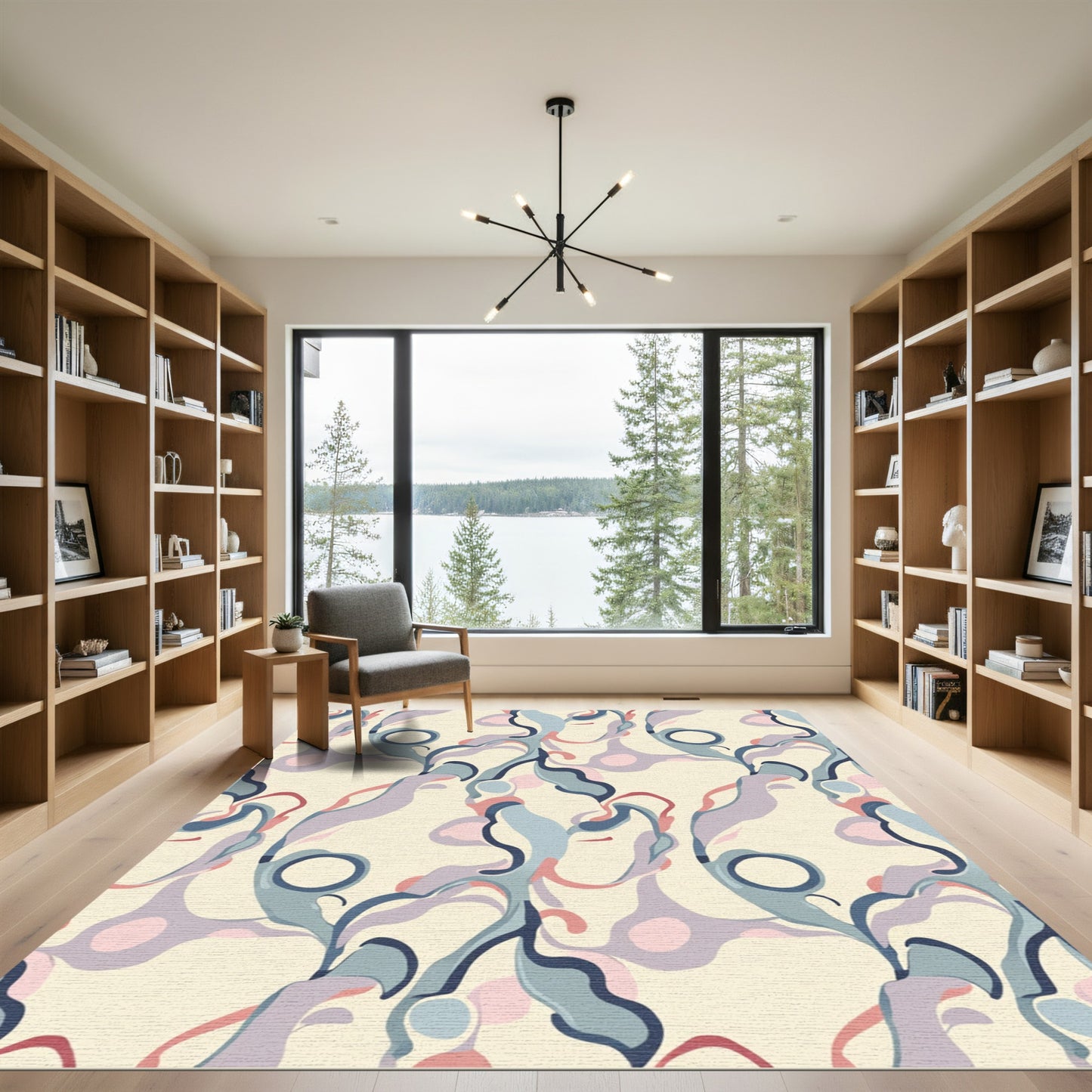 Pastel Abstract Swirl Organic Rug