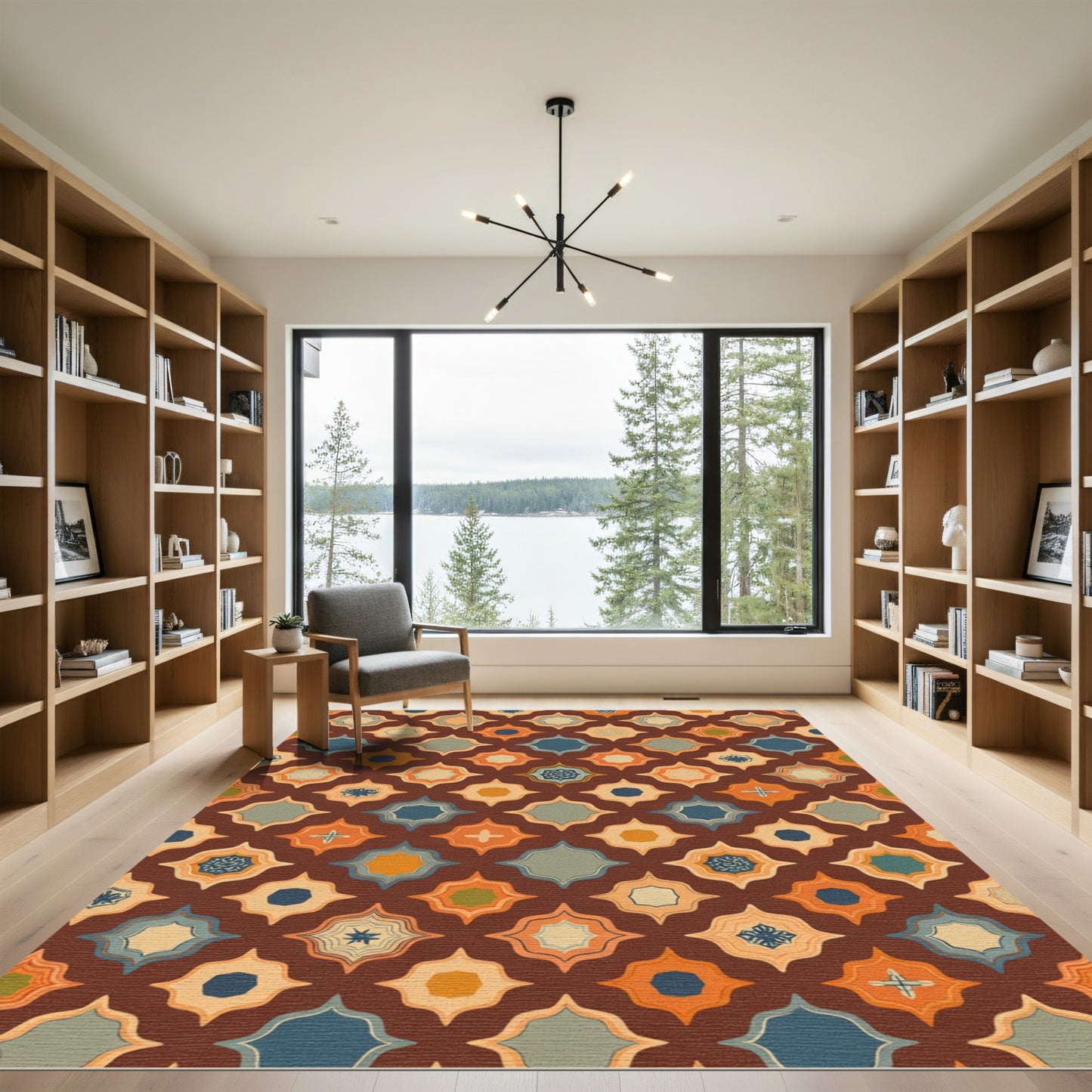 Terracotta Geometric Quatrefoil Medallion Rug