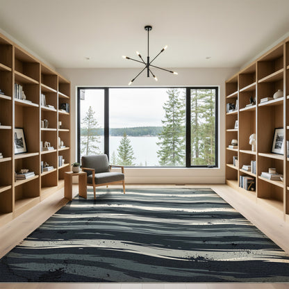 Cool Gray Tonal Stripe Wave Rug