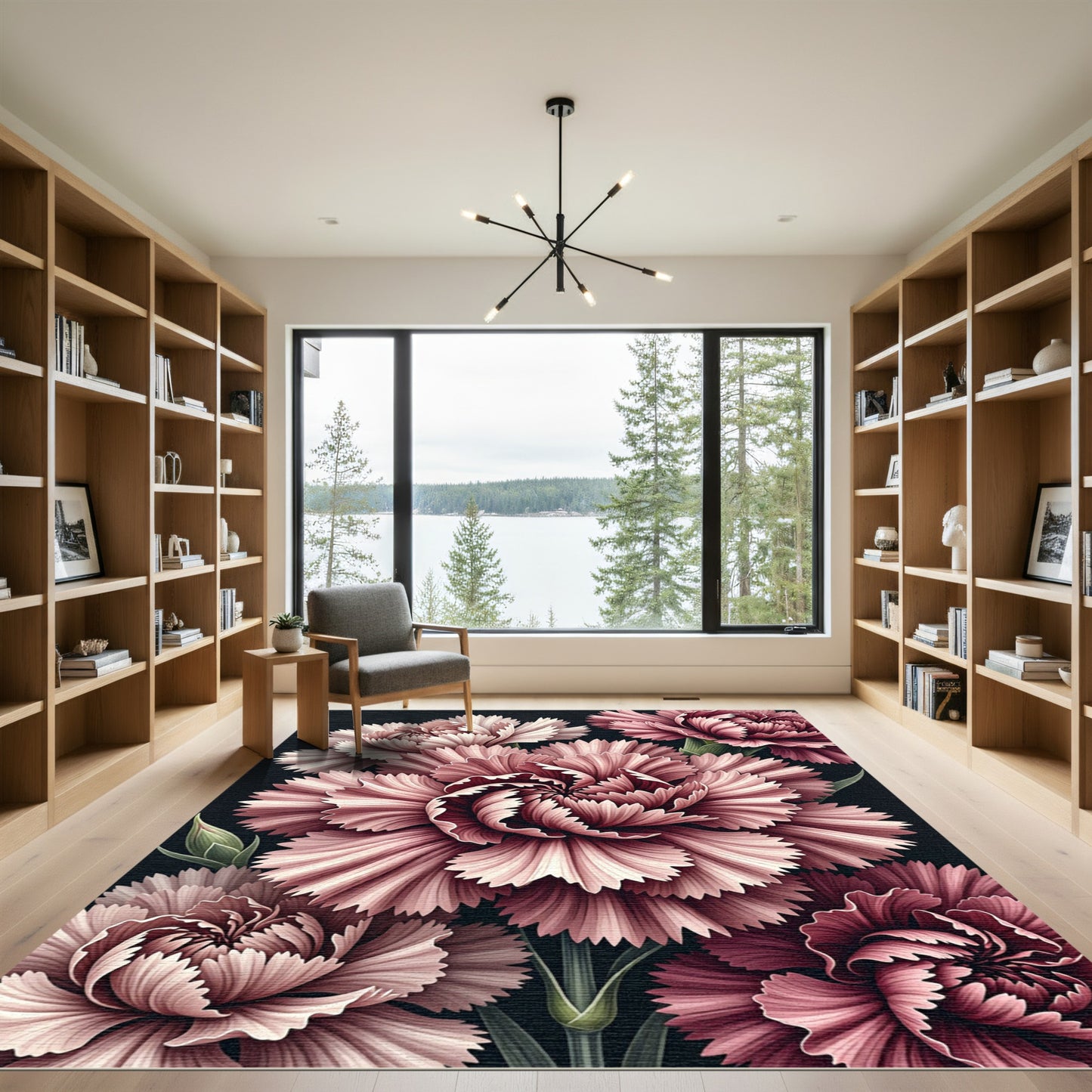 Dusty Rose Carnation Bloom Cluster Rug