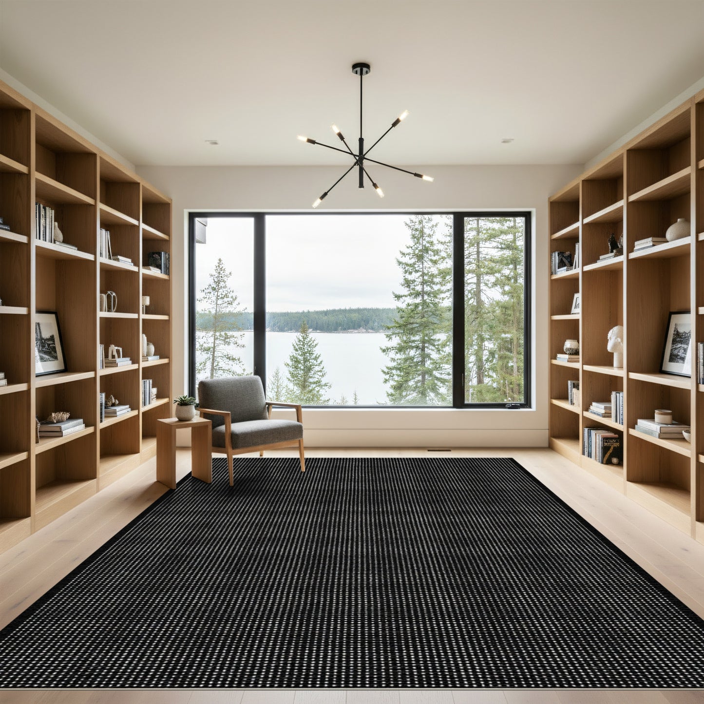 Minimalist White Dotted Grid Rug
