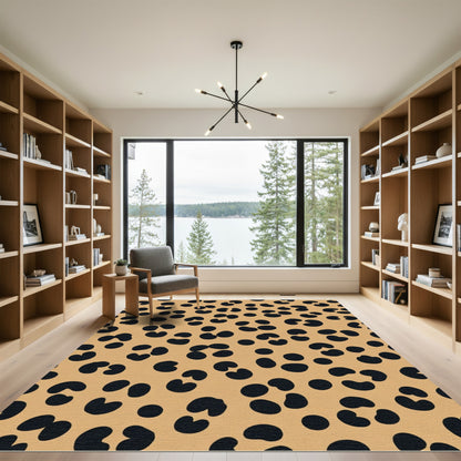 Tan Black Spotted Animal Print Rug