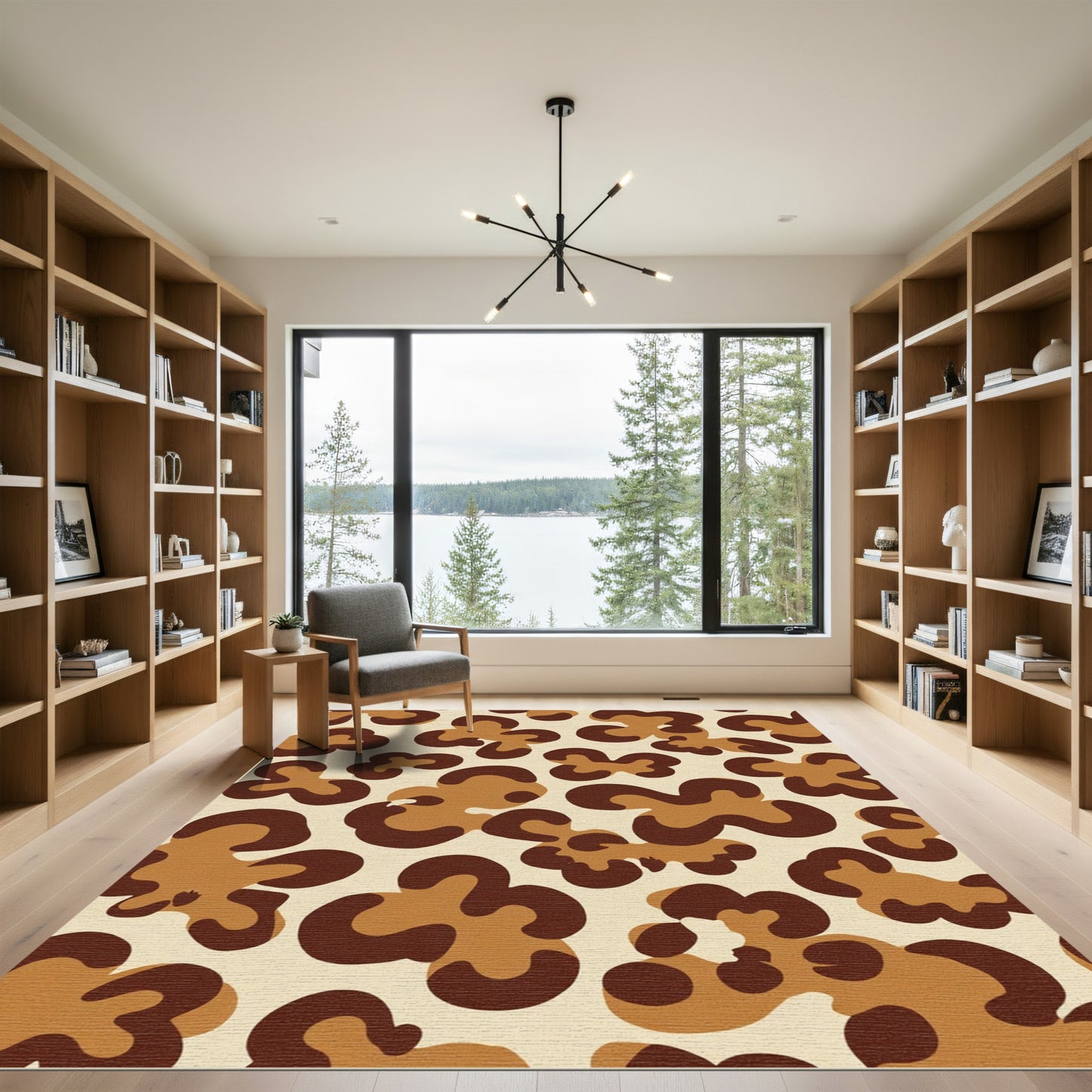 Brown Taupe Abstract Spots Rug