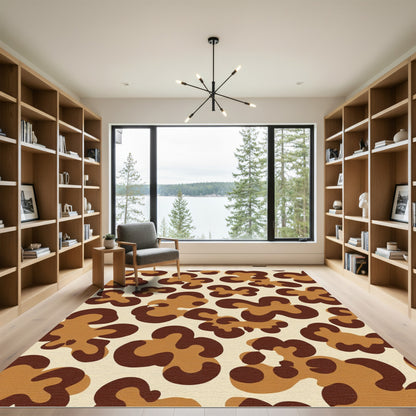 Brown Taupe Abstract Spots Rug