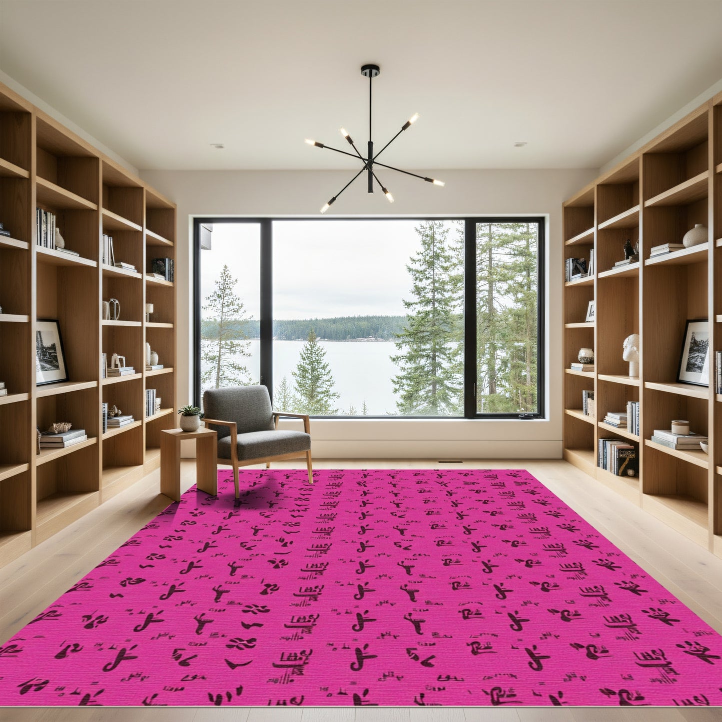 Bold Magenta Hieroglyphic Scatter Rug