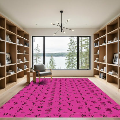 Bold Magenta Hieroglyphic Scatter Rug
