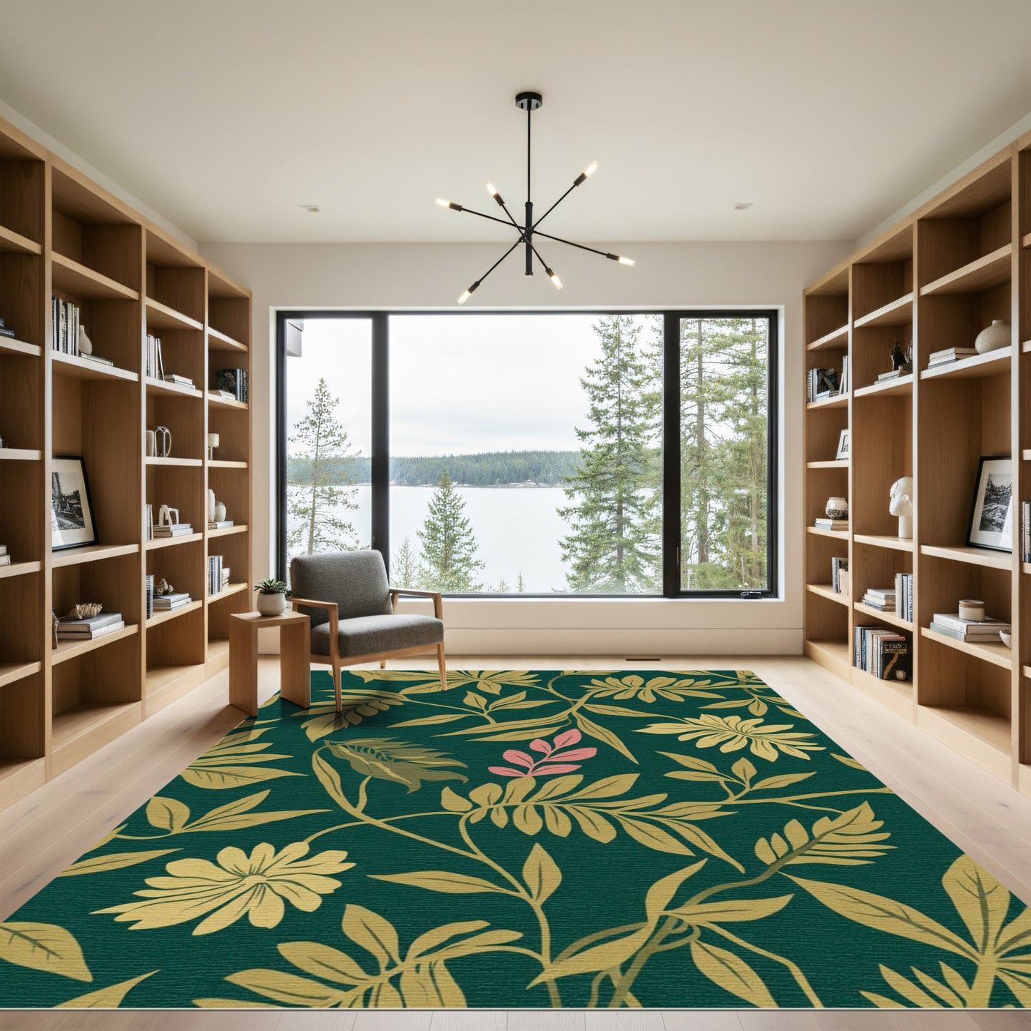 Emerald Jungle Foliage Floral Rug
