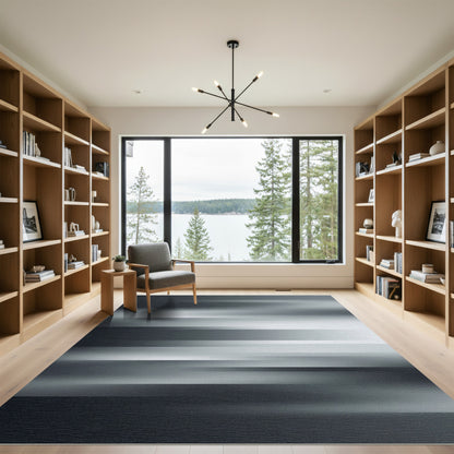 Minimalist Monochrome Horizontal Gradient Stream Rug