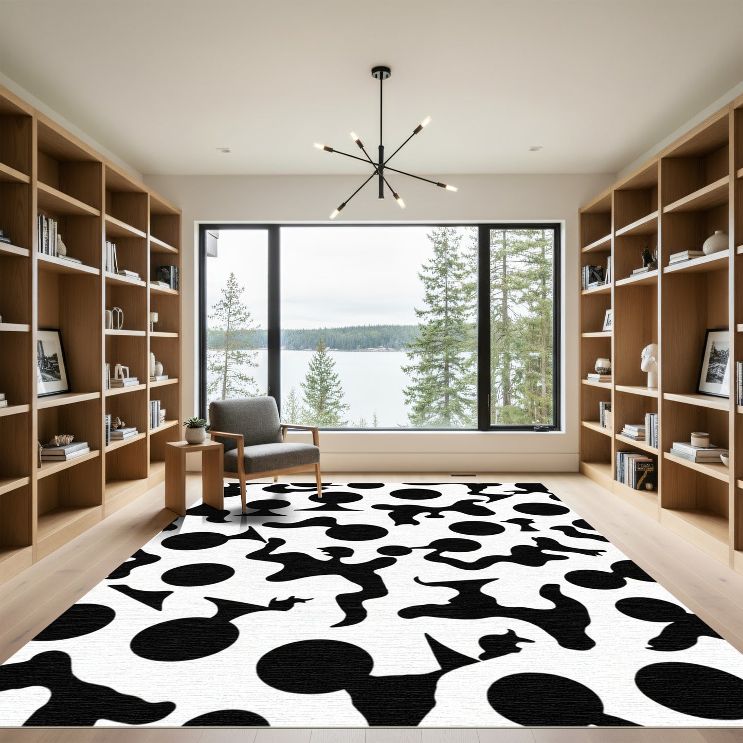 Bold Black Abstract Amorphous Shapes Rug