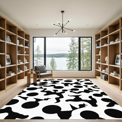 Bold Black Abstract Amorphous Shapes Rug