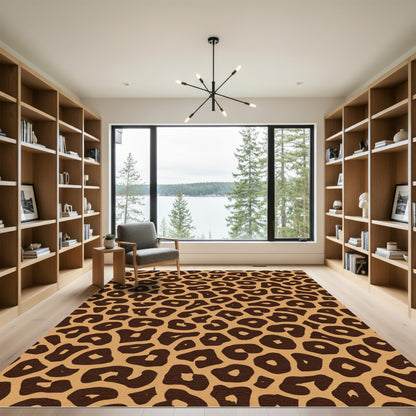 Bold Tan Leopard Spots Rug