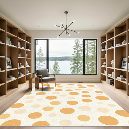 Warm Neutrals Polka Dot Cluster Rug