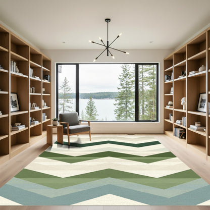 Geometric Chevron Forest Hues Rug